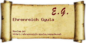 Ehrenreich Gyula névjegykártya